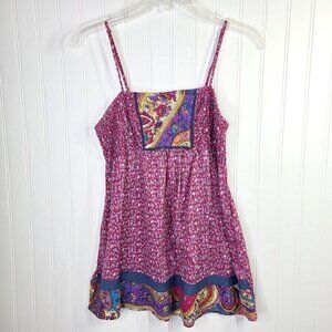 Fire Los Angeles Camisole Top Women Medium Pink Floral Smocked Flowy Boho Fairy